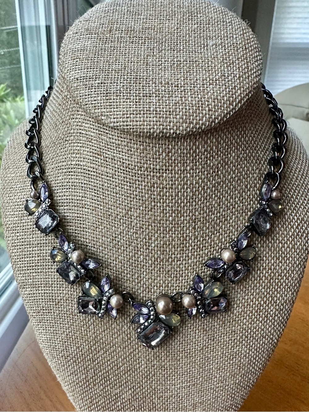Simply Vera Wang Crystal, Pearl & Gunmetal Statement Necklace